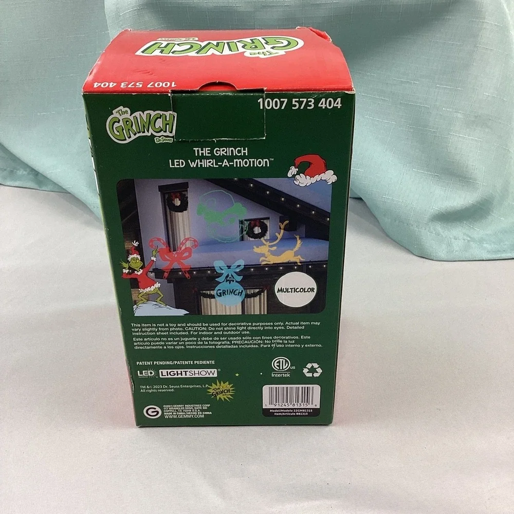 Dr. Seuss The Grinch LED Whirl-A-Motion Projector Gemmy X-mas Light Show 881315